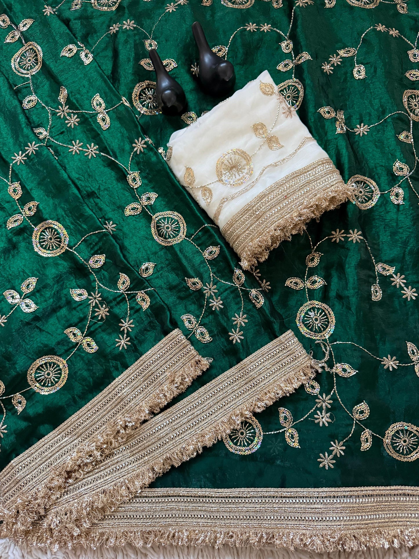 P5533 Space Satin Bits Sequins Saree