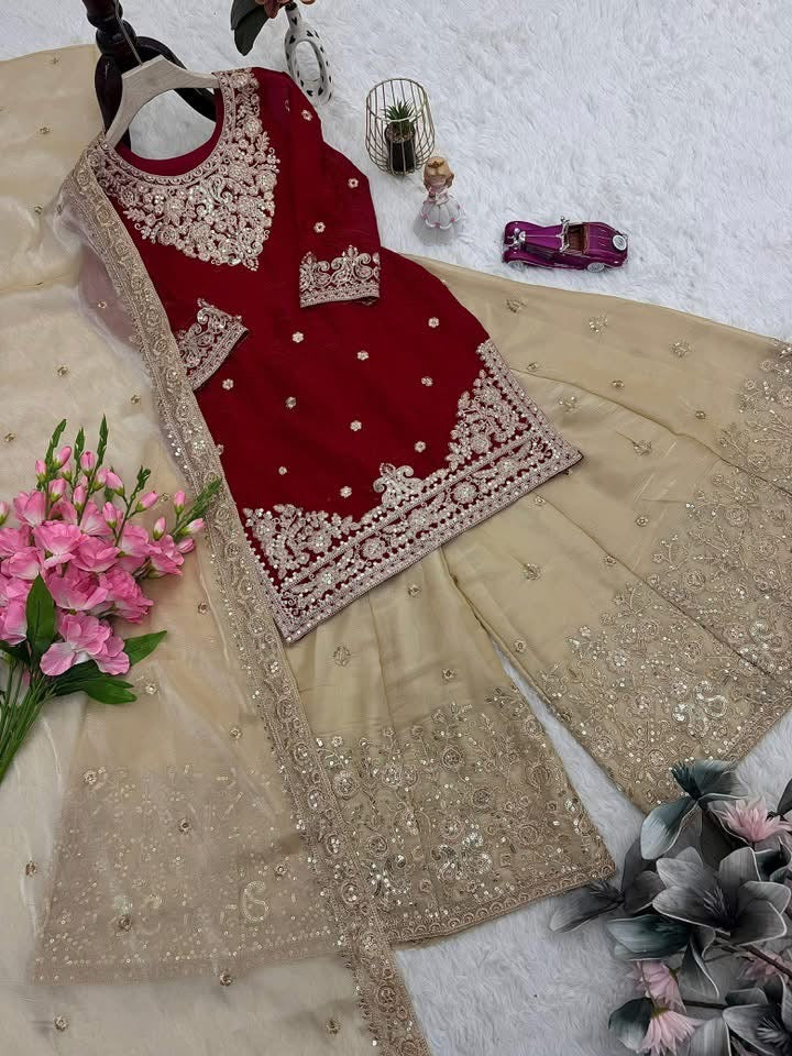 P4584 Fendy Satin Sharara Suit