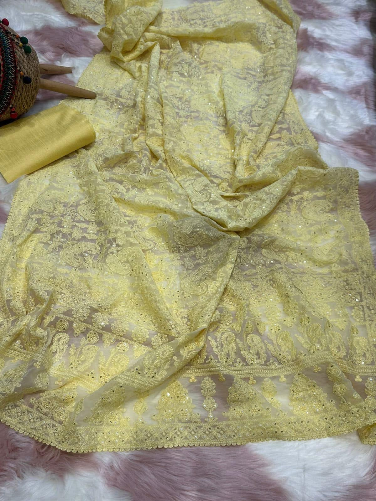 P9 Georgette Silk Chikankari Saree