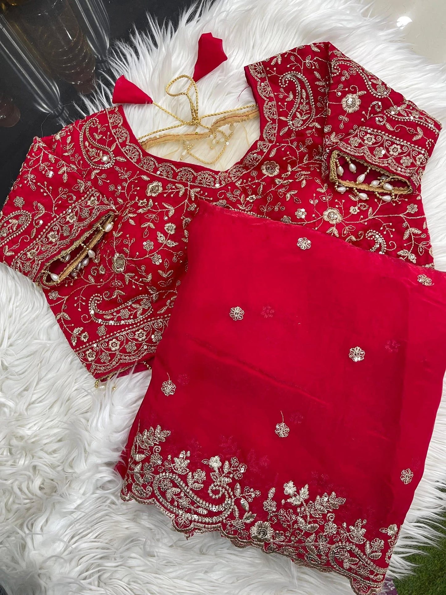 P3818 Chinon Georgette Saree with Readymade Blouse