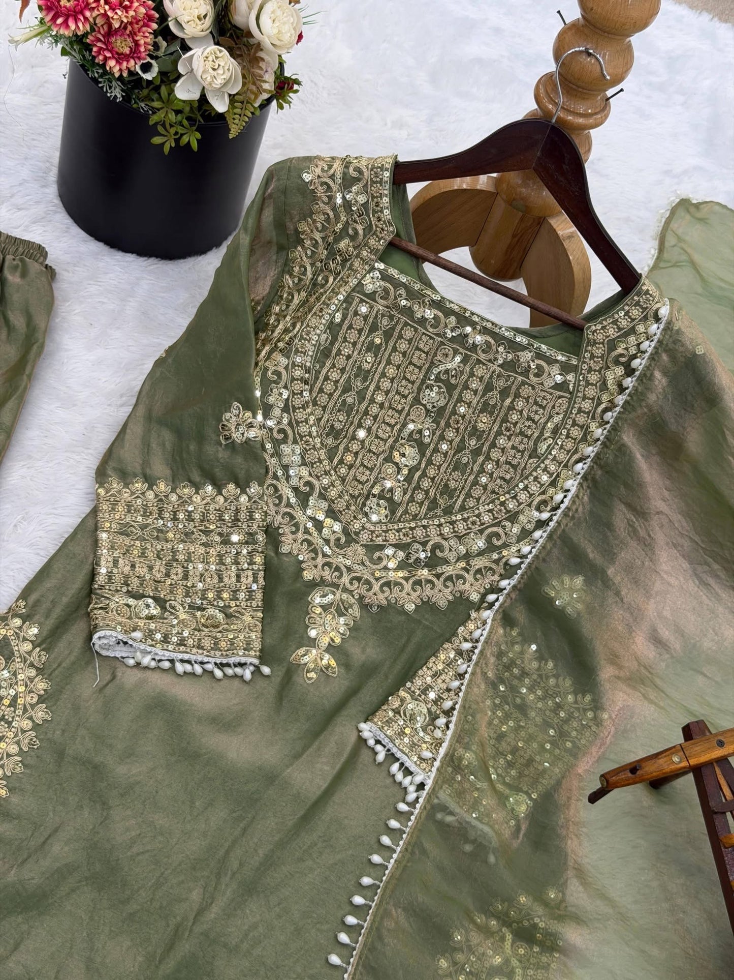 P5284 Fendy Silk Kameez Palazzo Suit