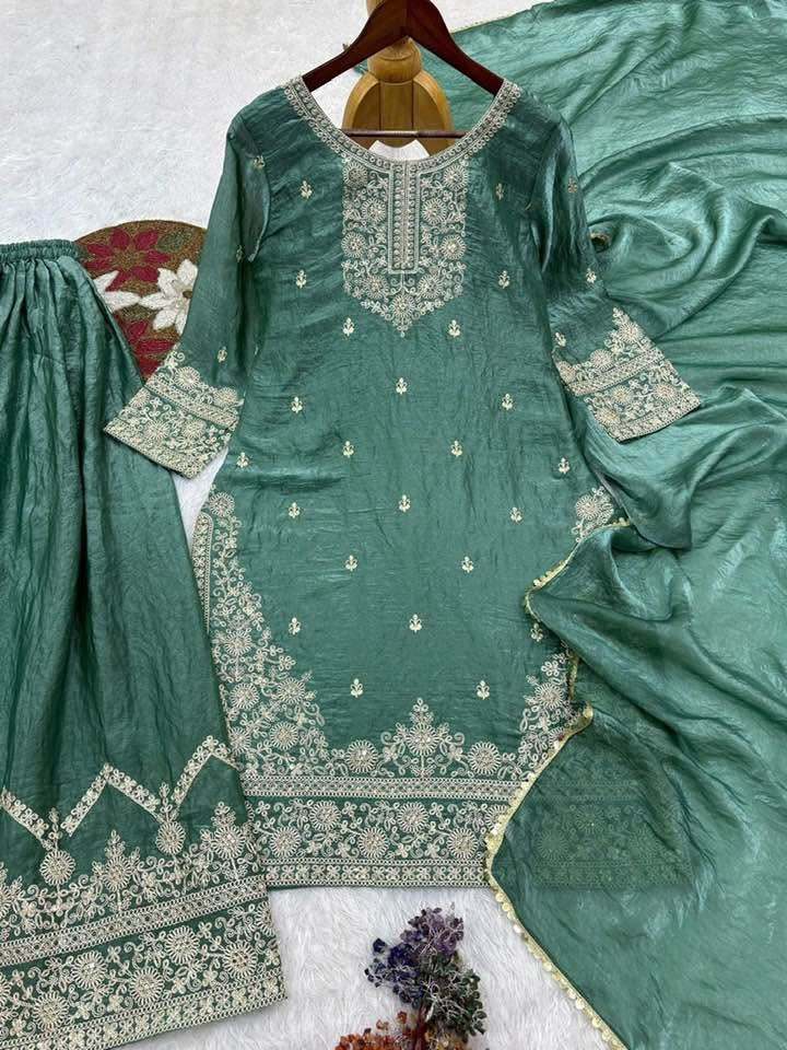P5047 Fendy Silk Sharara Suit
