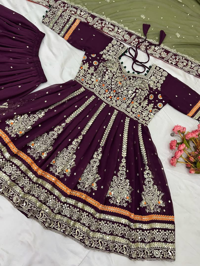 P2579 Georgette Kurti Sharara Suit