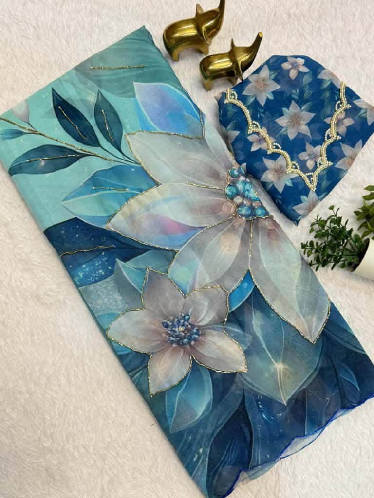 P6091 Georgette Floral Saree