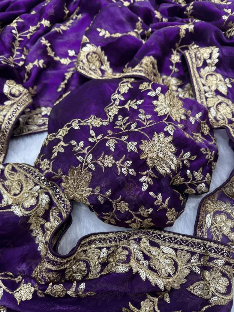 P4035 Space Silk Embroidered Saree