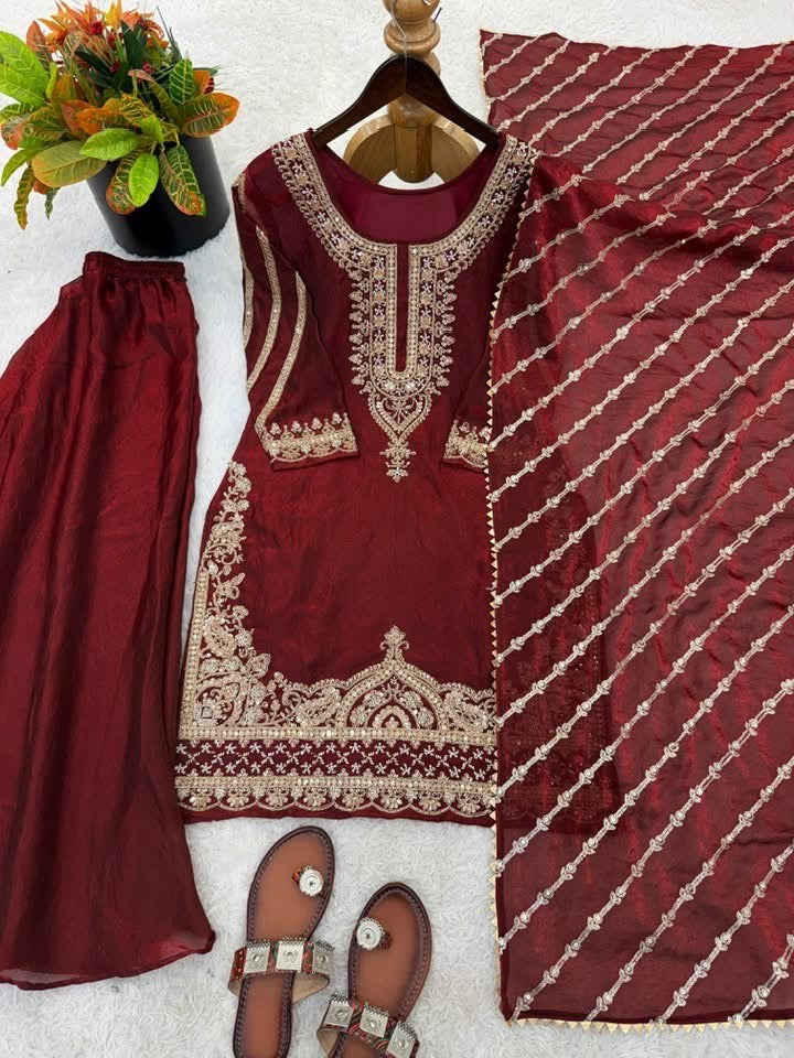 P5420 Fendy Silk Sharara Suit