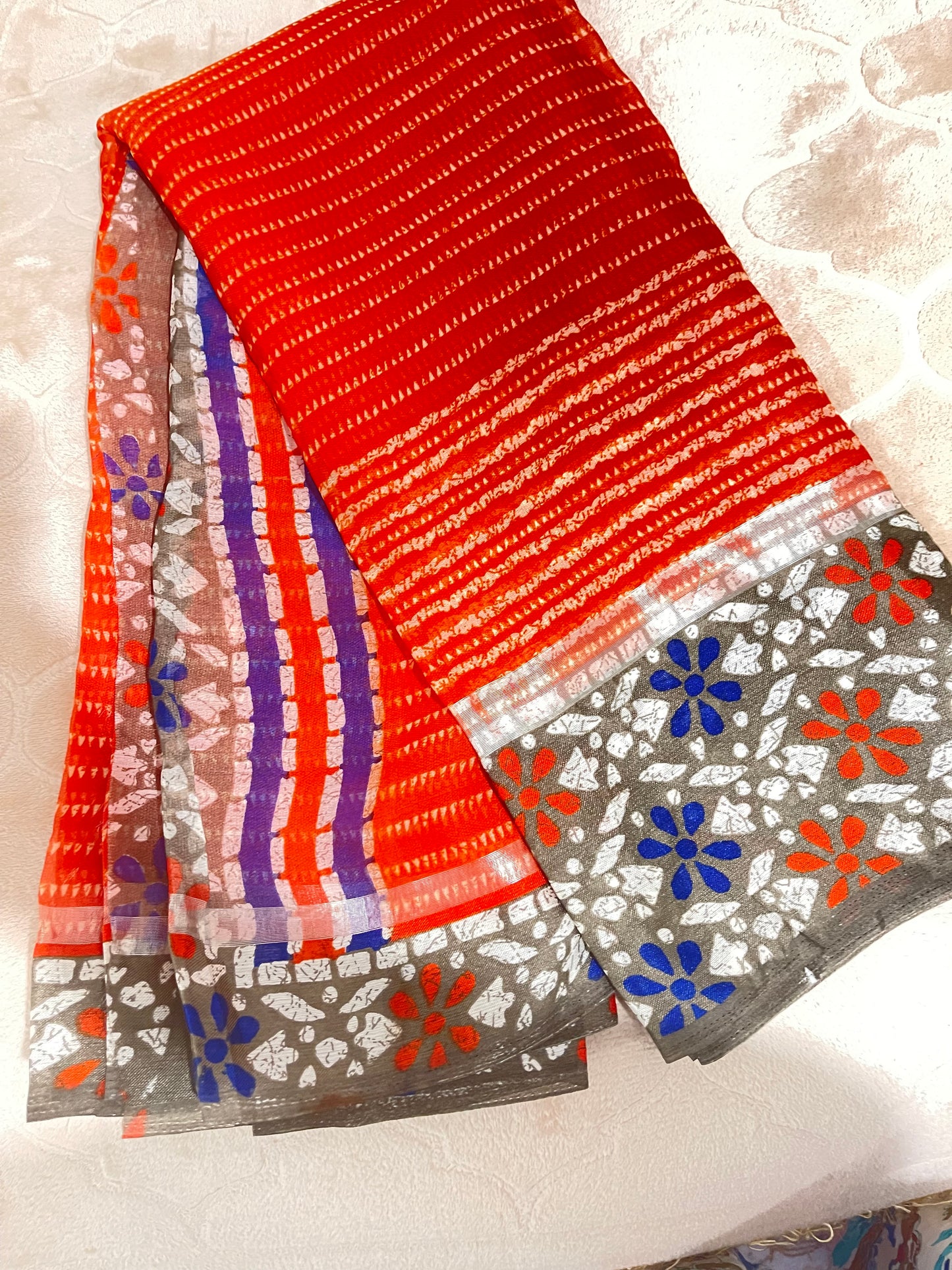 Q8 Soft Organza Shibori Print Saree