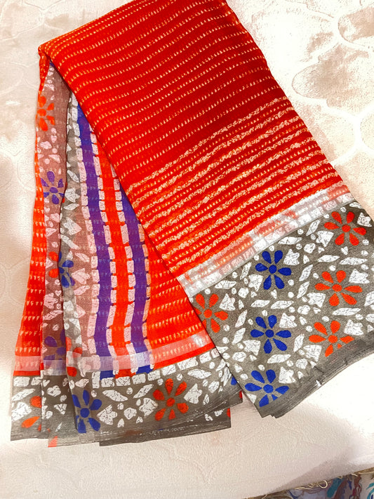 Q8 Soft Organza Shibori Print Saree