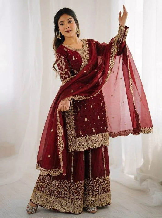 P4900 Fendy Chiffon Sharara Suit