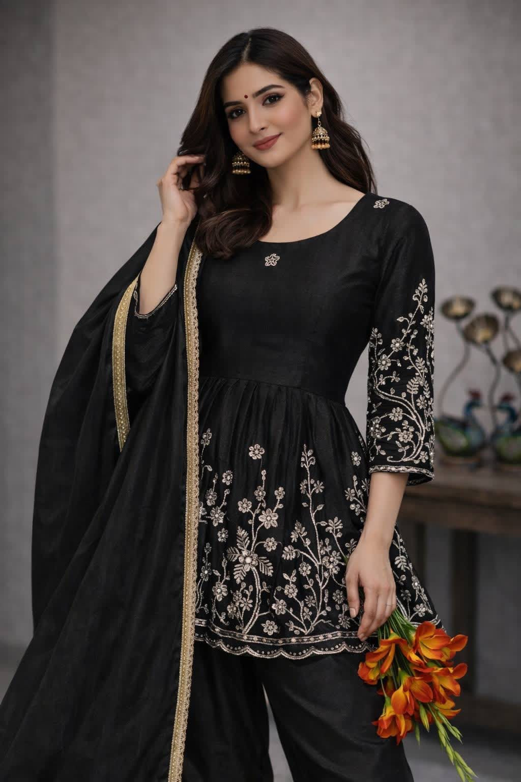 P6113 Frock style Palazzo Suit
