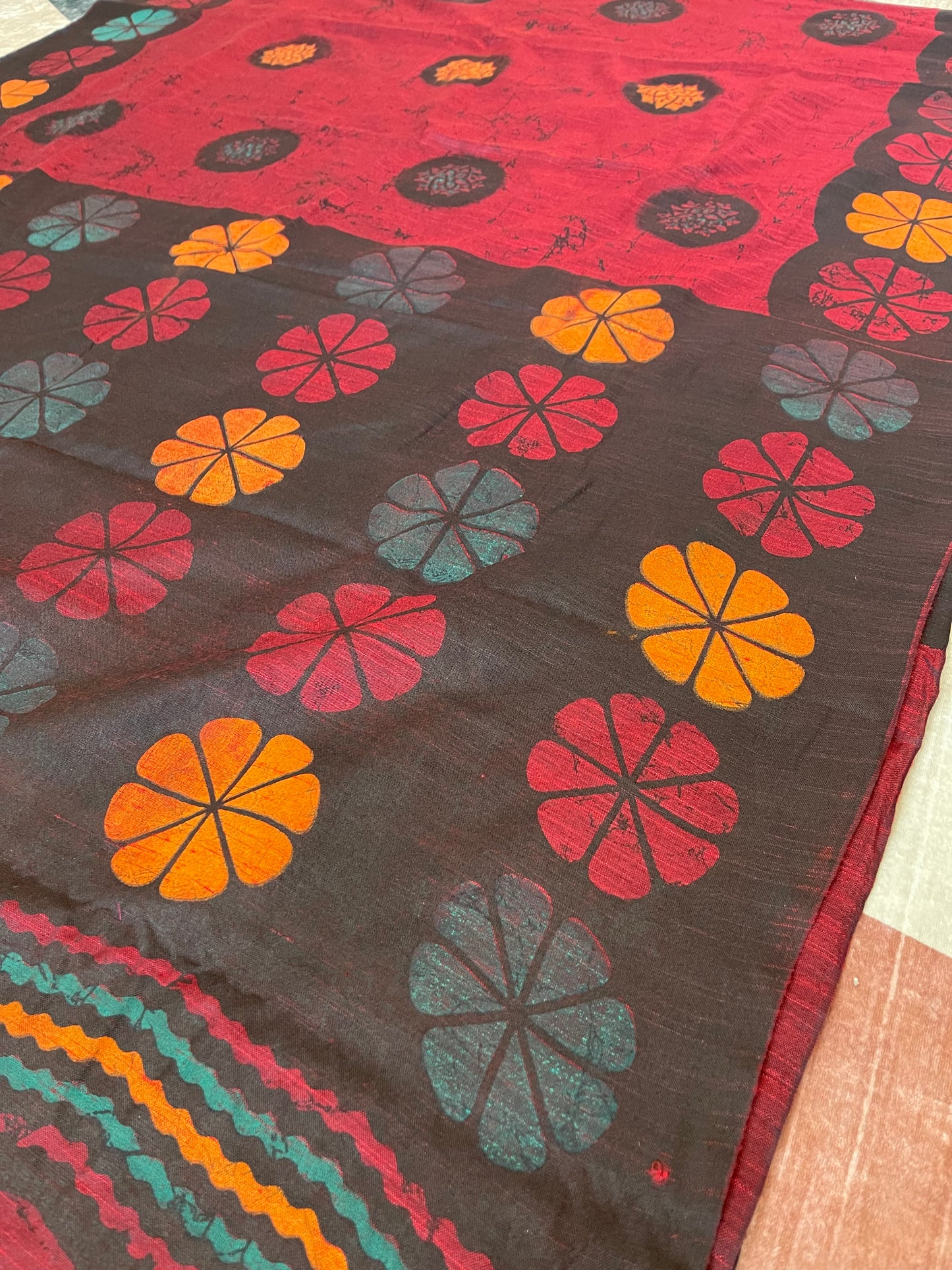 Q16 Khaddi Cotton Block Print Saree