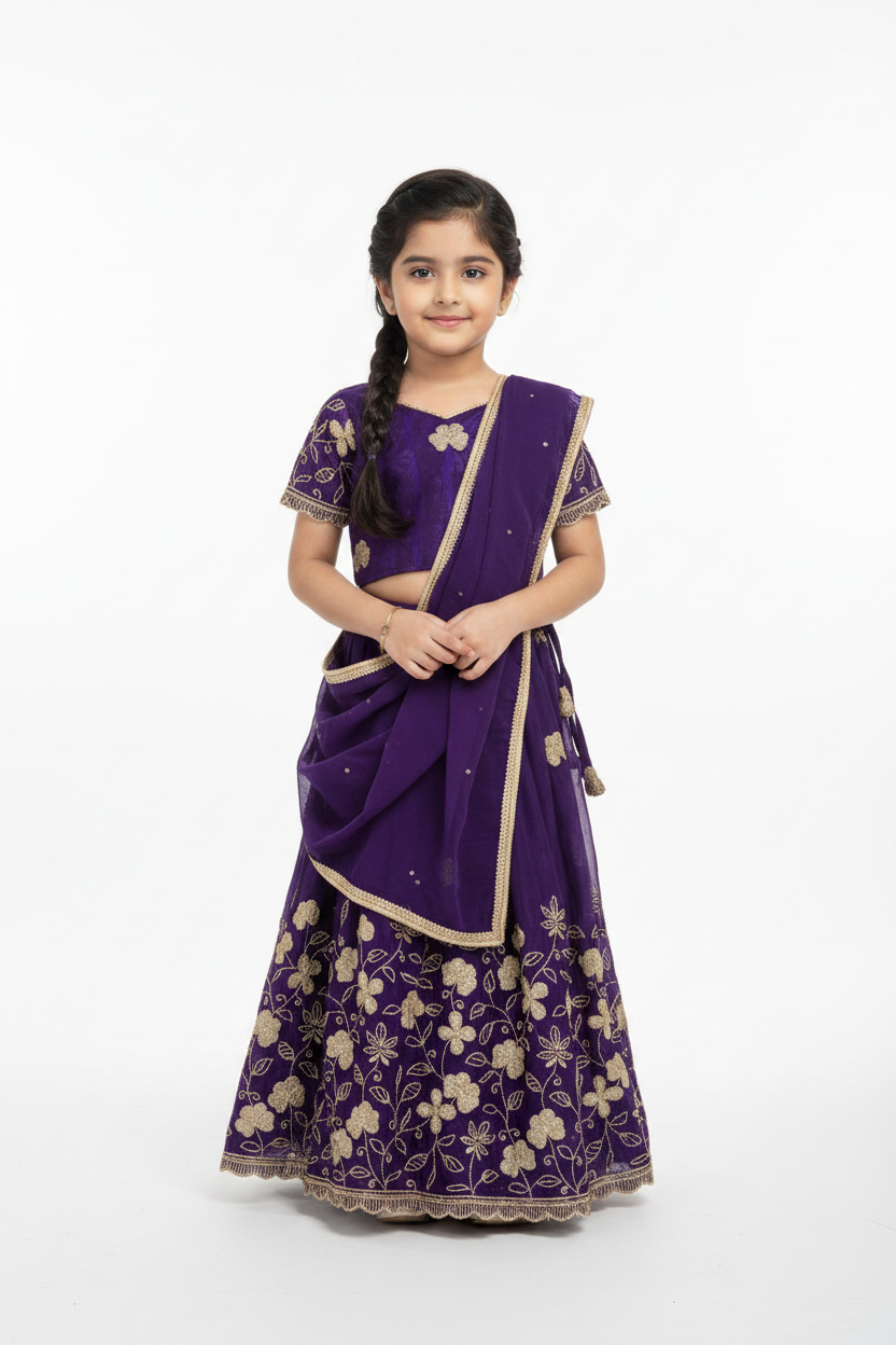 P4990 Fendy Silk Kids Lehenga