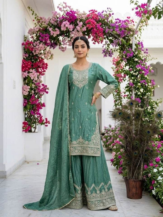 P5047 Fendy Silk Sharara Suit