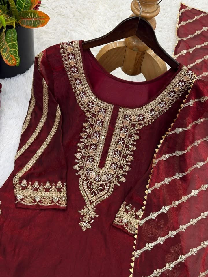 P5420 Fendy Silk Sharara Suit