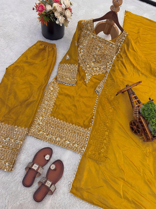 P5284 Fendy Silk Kameez Palazzo Suit