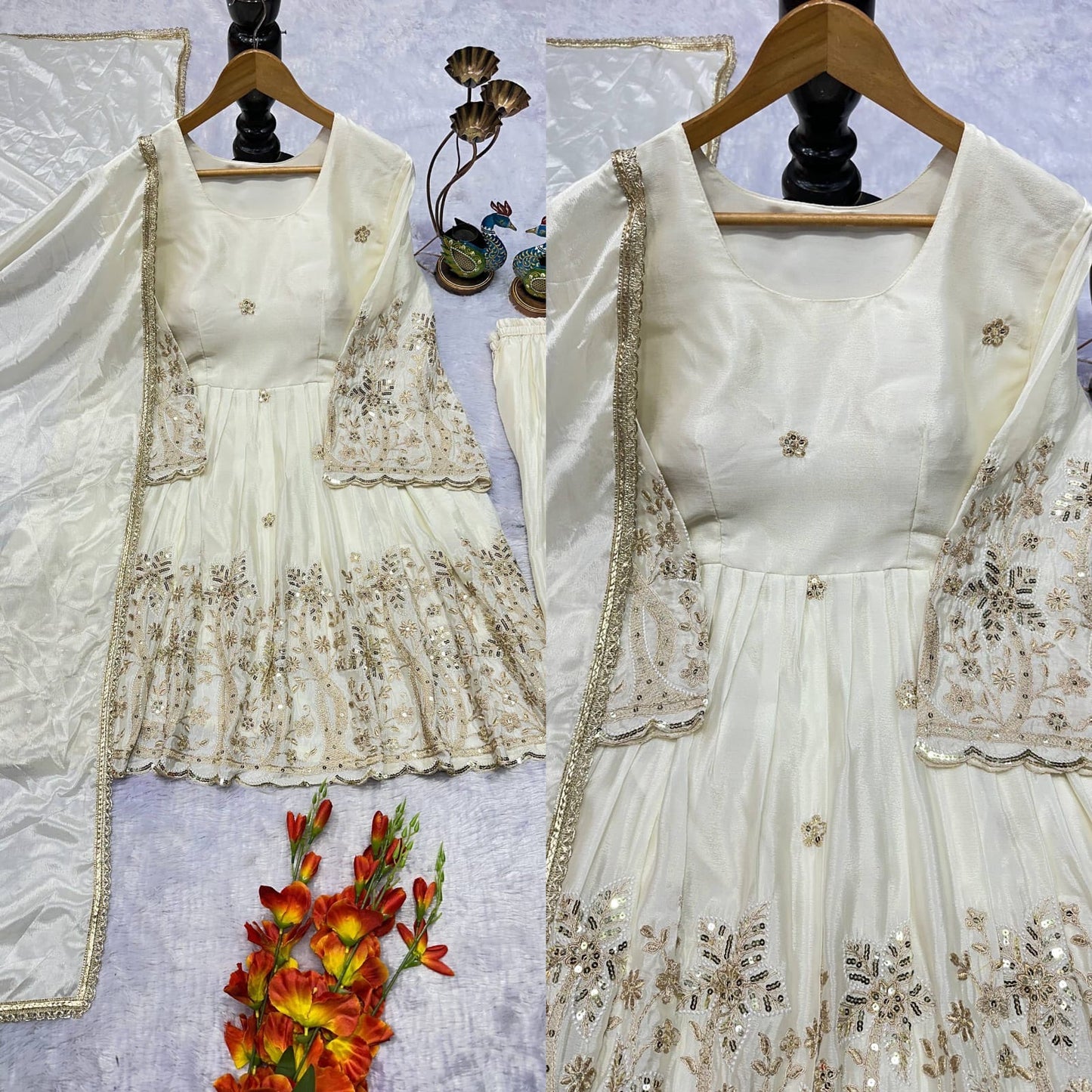 P6113 Frock style Palazzo Suit