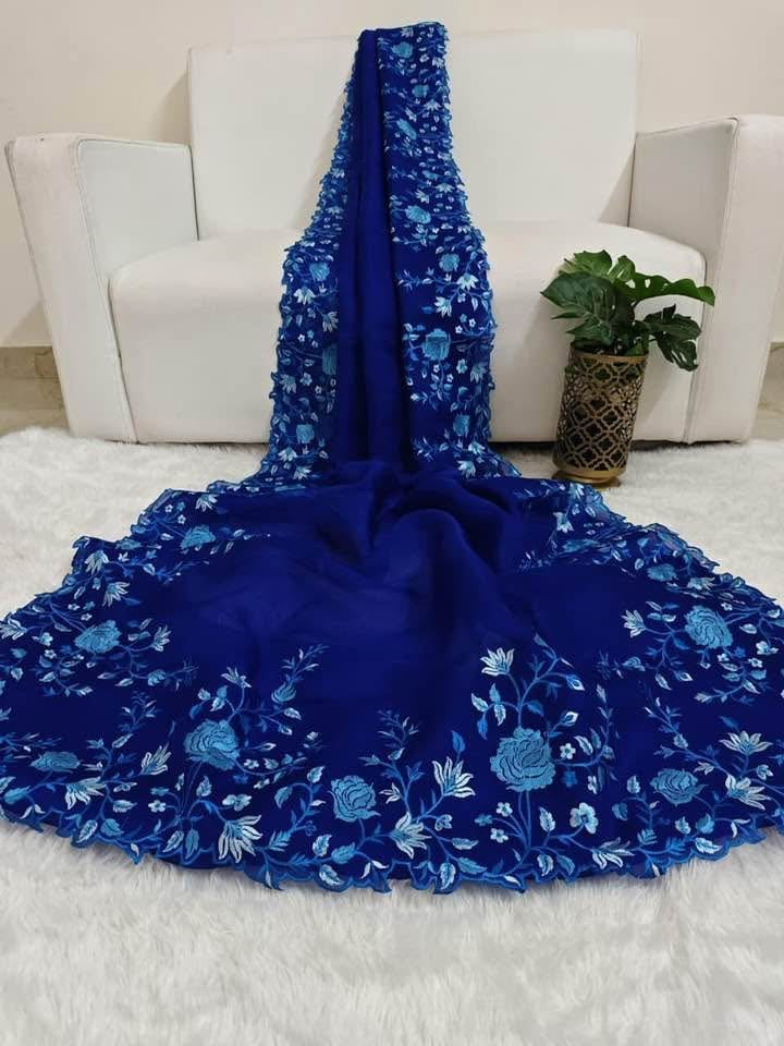P5796 Georgette Embroidered Saree