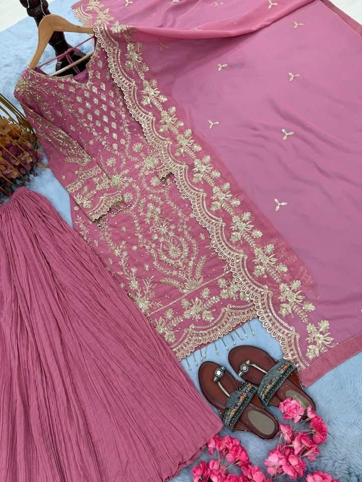 P5877 Georgette Sharara Suit