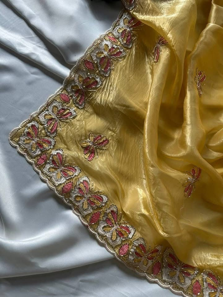 P4993 Soft Organza Handwork Saree