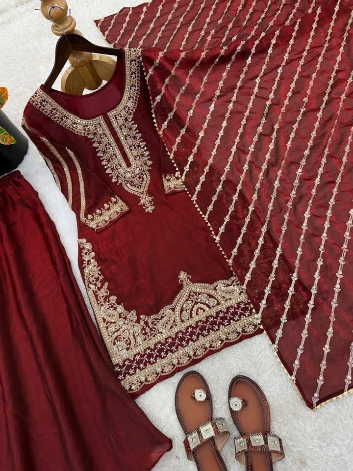 P5420 Fendy Silk Sharara Suit