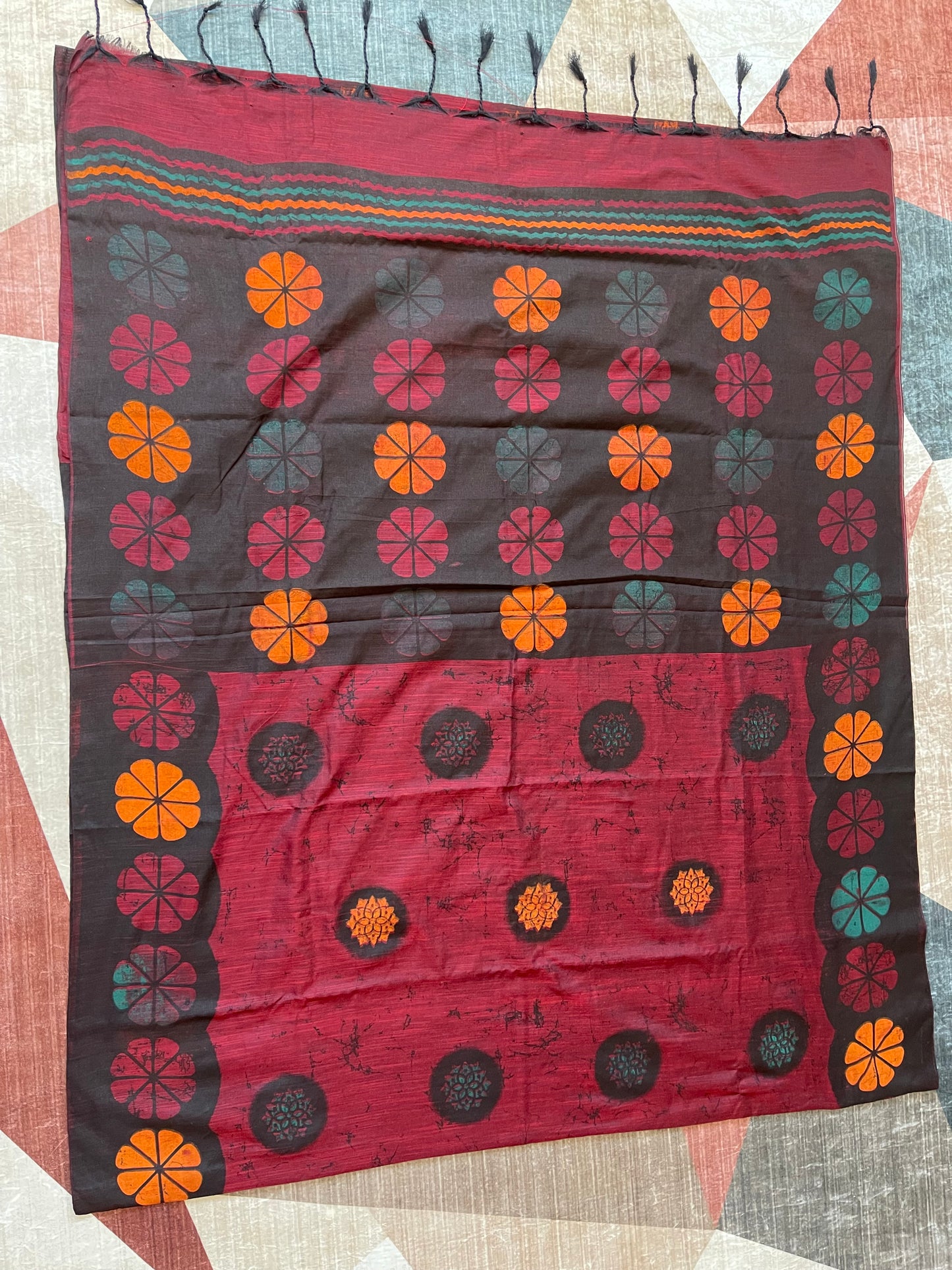 Q16 Khaddi Cotton Block Print Saree