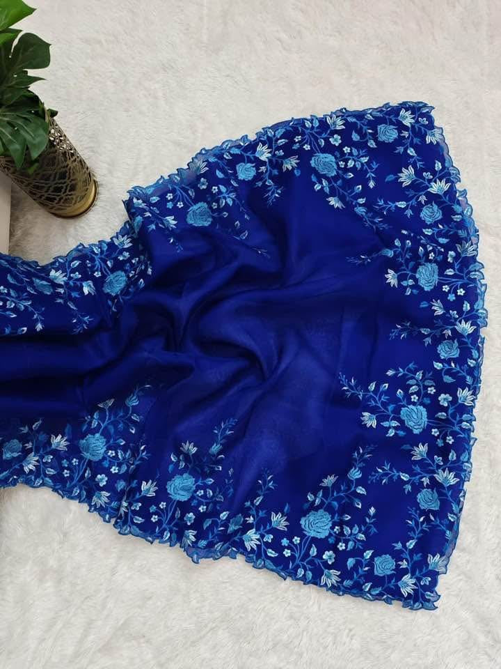 P5796 Georgette Embroidered Saree