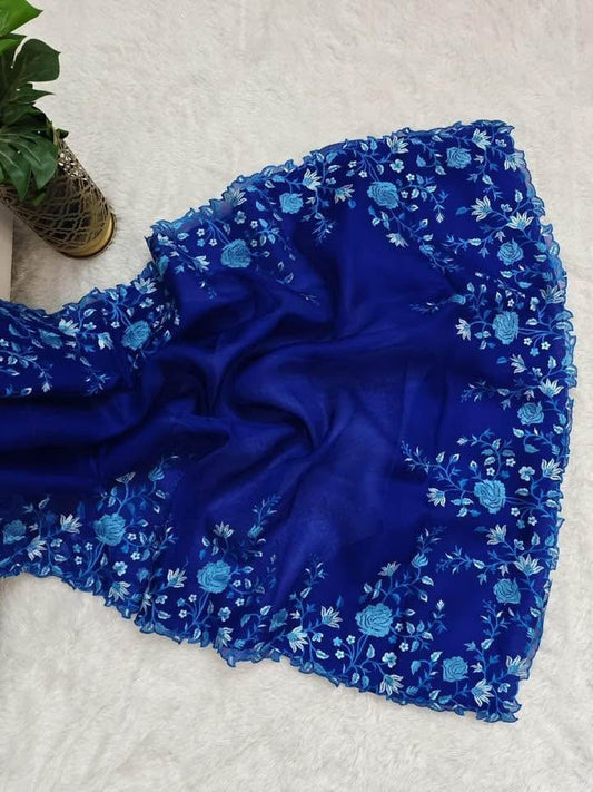 P5796 Georgette Embroidered Saree