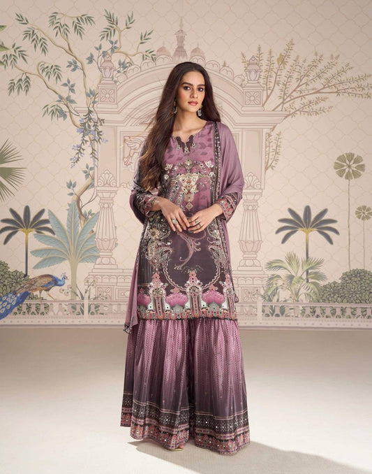 P4512 Premium Crepe Silk Sharara Suit