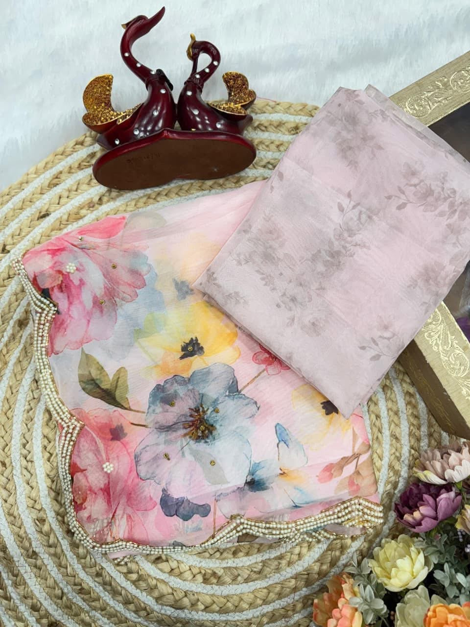 P4119 Floral Tebby Silk Saree
