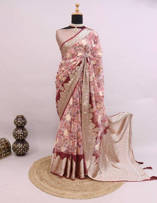 P3963 Floral Georgette Saree