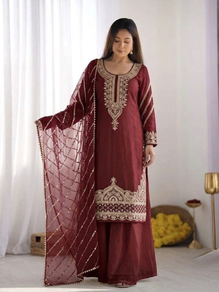P5420 Fendy Silk Sharara Suit