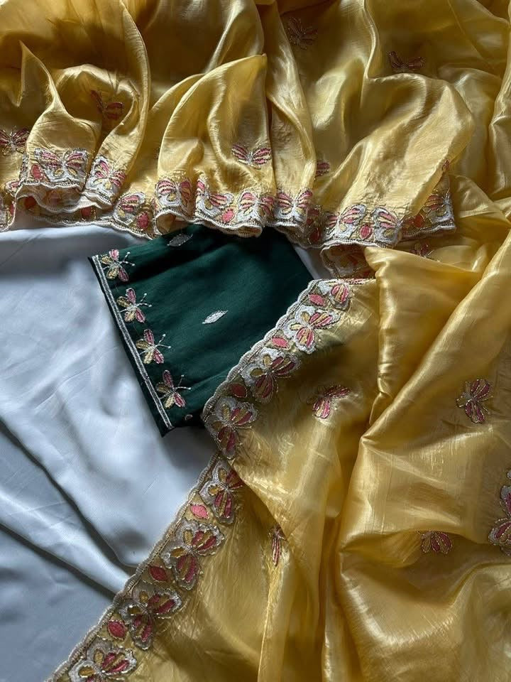 P4993 Soft Organza Handwork Saree