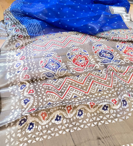 Q7 Soft Organza Shibori Print Saree