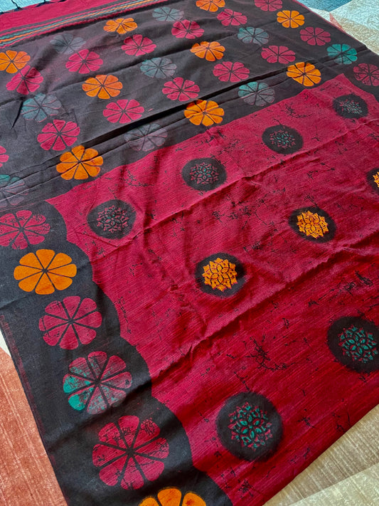 Q16 Khaddi Cotton Block Print Saree