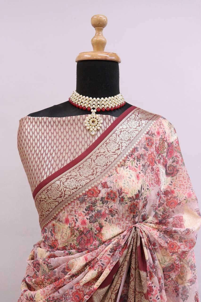 P3963 Floral Georgette Saree