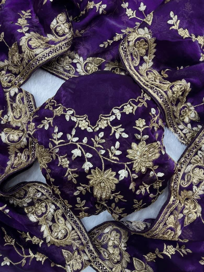 P4035 Space Silk Embroidered Saree