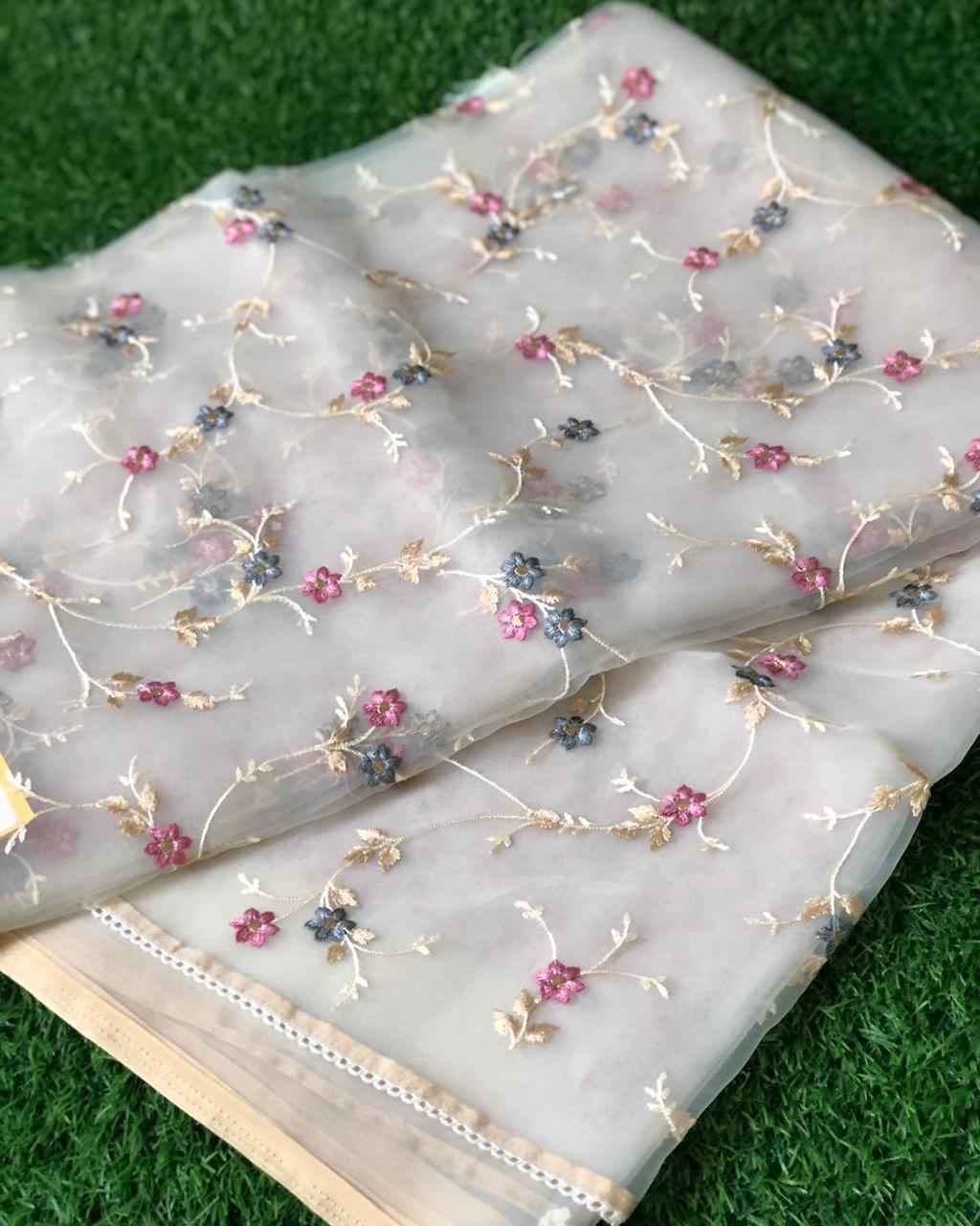 Organza Embroidered Saree