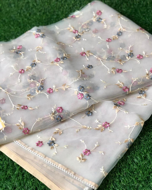 Organza Embroidered Saree