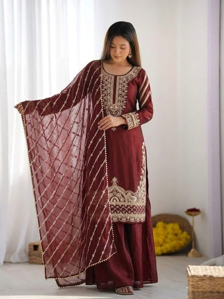 P5420 Fendy Silk Sharara Suit
