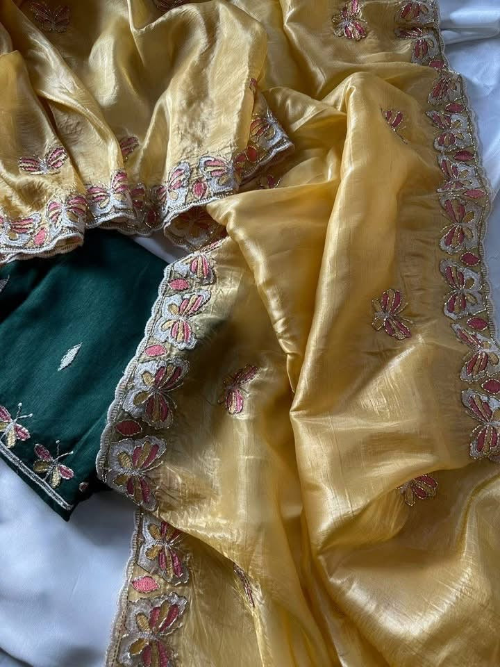 P4993 Soft Organza Handwork Saree
