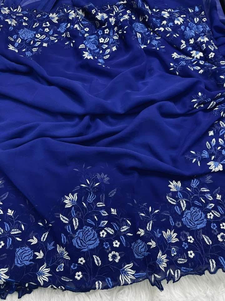 P5796 Georgette Embroidered Saree