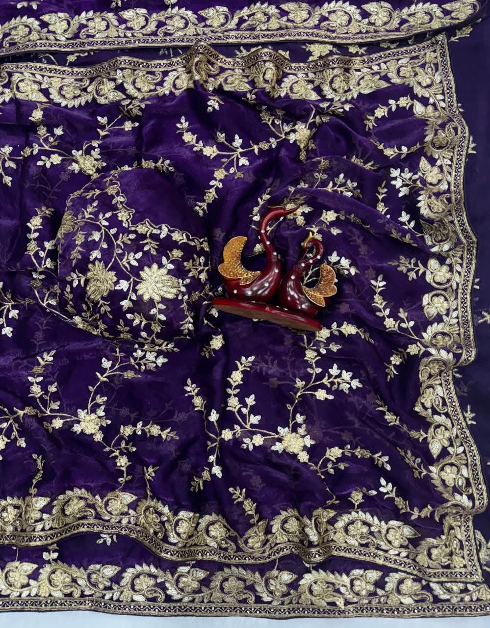 P4035 Space Silk Embroidered Saree