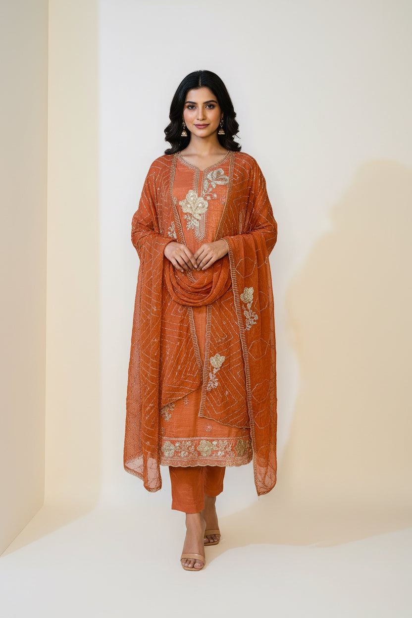 P5663 Shimmer Chiffon Salwar Kameez Suit