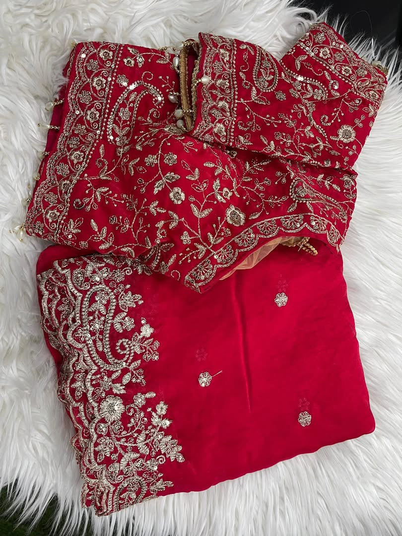 P3818 Chinon Georgette Saree with Readymade Blouse