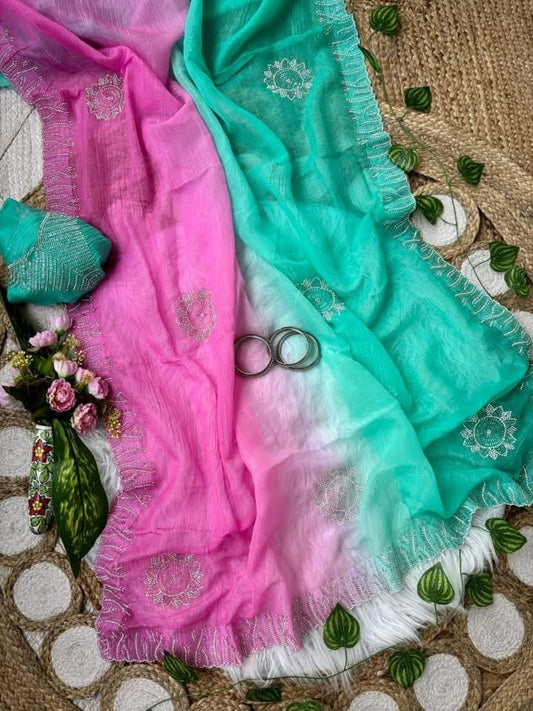 P5032 Georgette Stone Work Saree