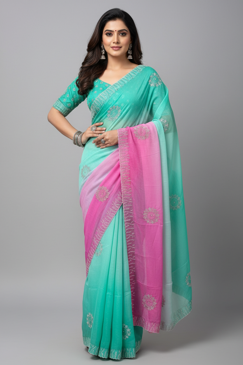 P5032 Georgette Stone Work Saree
