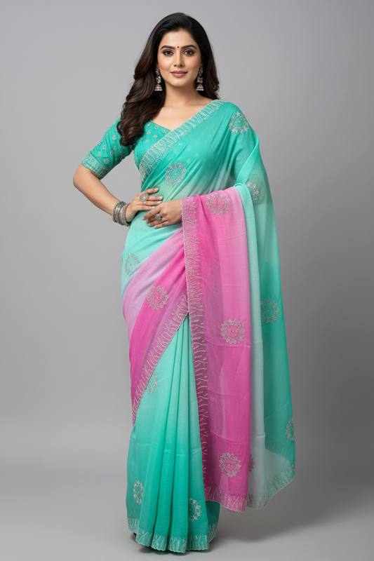 P5032 Georgette Stone Work Saree