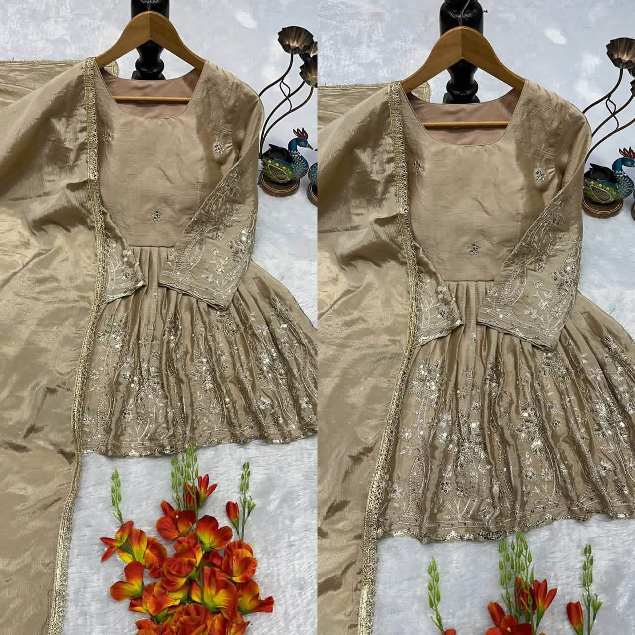 P6113 Frock style Palazzo Suit