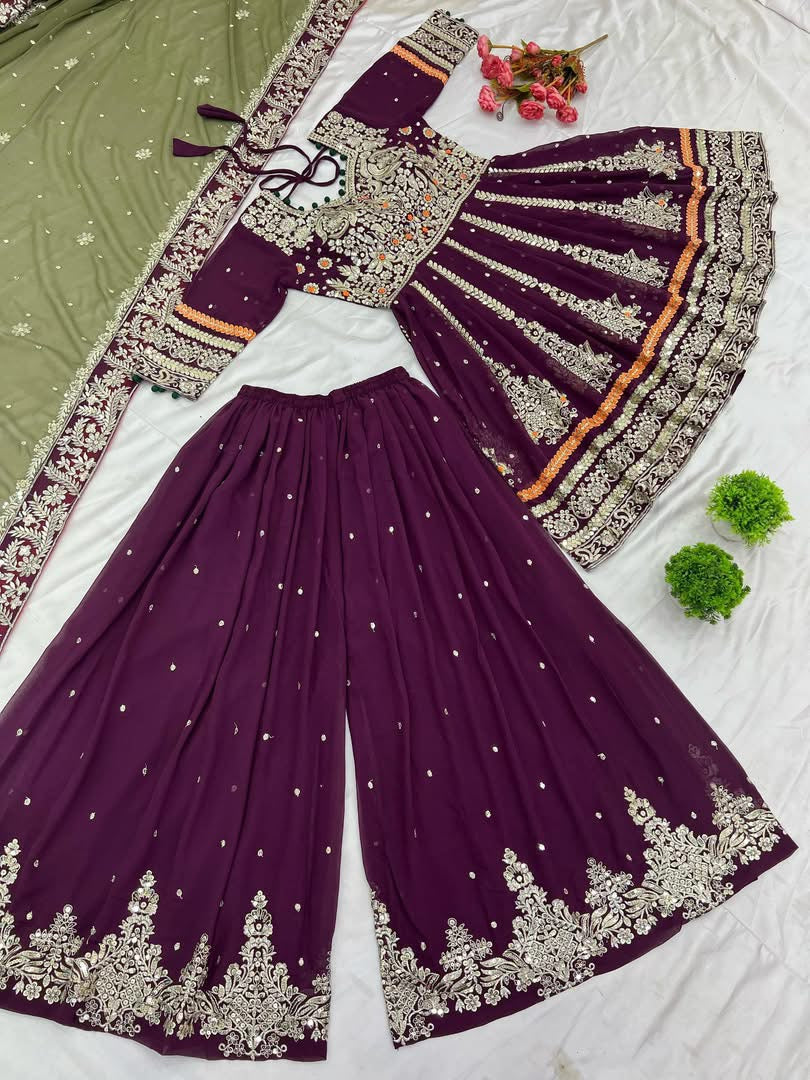 P2579 Georgette Kurti Sharara Suit