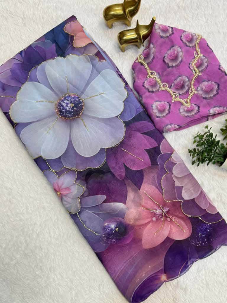P6091 Georgette Floral Saree